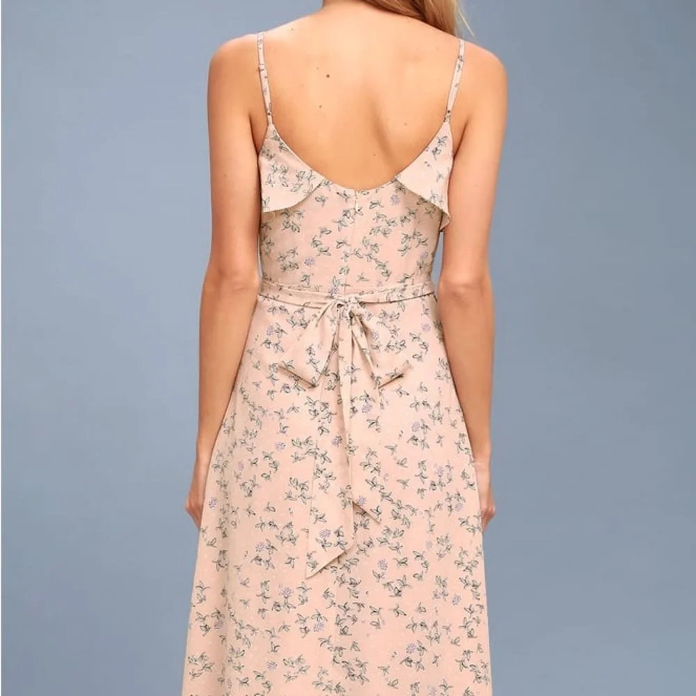 Lulu's Pink Floral Midi Dress - Picture 4 of 14